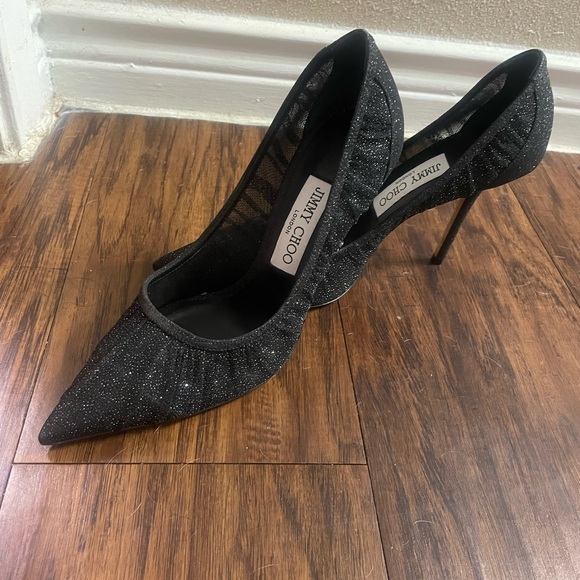 Jimmy Choo black glitter mesh love 38 - Picture 6 of 8